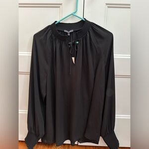 NYDJ Black Smocked Neck Tie-Front Tunic NWT